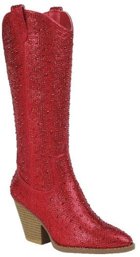 Diamond-Western Embellished Cowgirl Boots