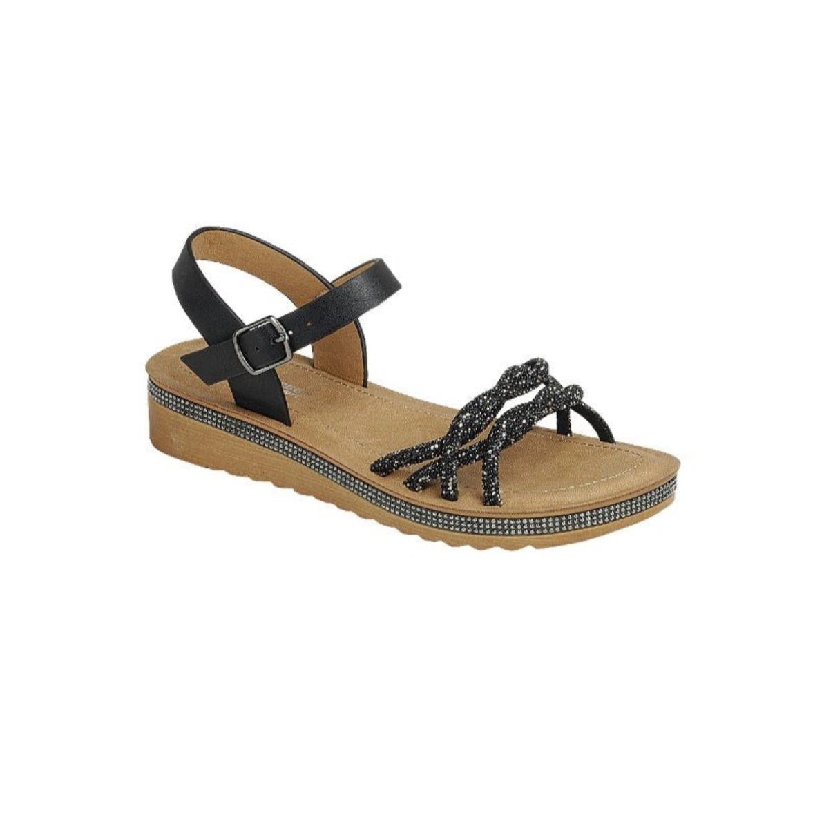 Gaby- (SIZE UP A SIZE) Embellished Ankle Strap Platform Sandals - Comfortable Footwear,