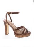 Elsa-Platform Rhinestone Heeled Sandals, Open Toe, Single Strap