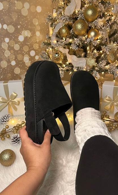Valentina - Platform Suede Clogs