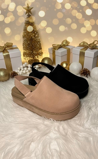 Valentina - Platform Suede Clogs