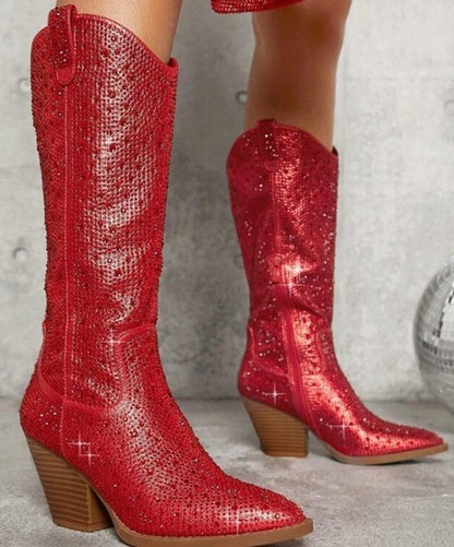 Diamond-Western  Embellished Cowgirl Boots