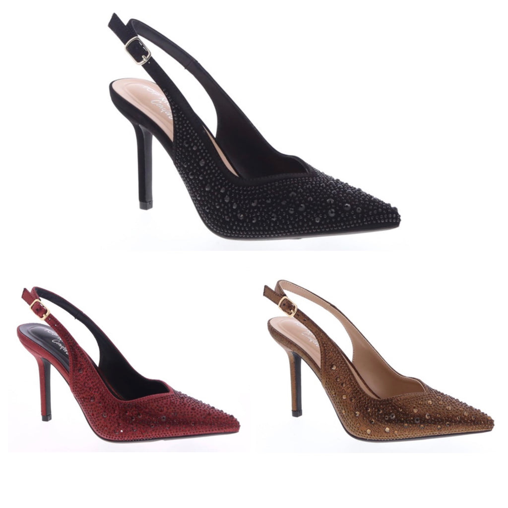 Sofia-Rhinestone Slingback Stiletto,Pointed Heel