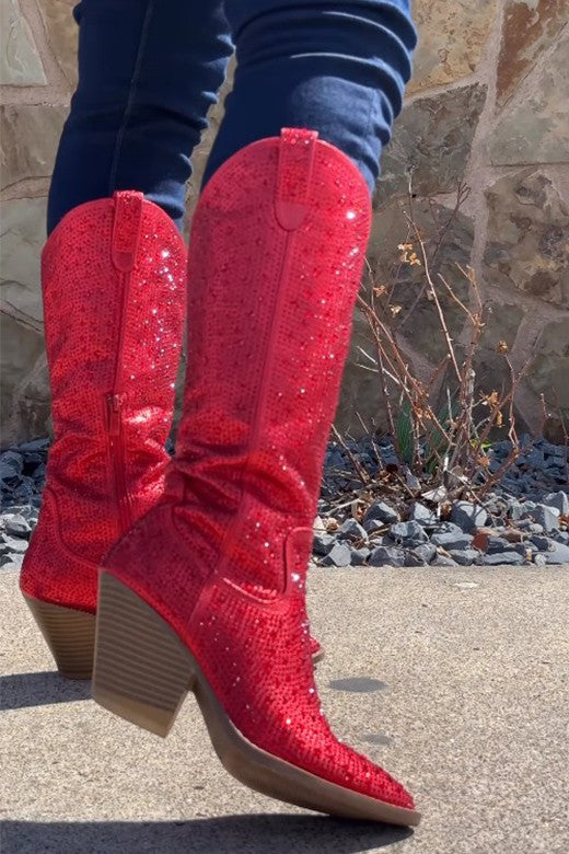 Diamond-Western  Embellished Cowgirl Boots